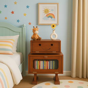 27" Retro Wooden Robot Storage Cabinet