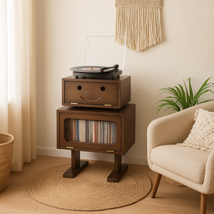27" Retro Wooden Robot Storage Cabinet