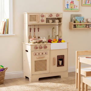 Chef Pretend Play Kitchen for Kids with Realistic Lights and Sounds-Yellow