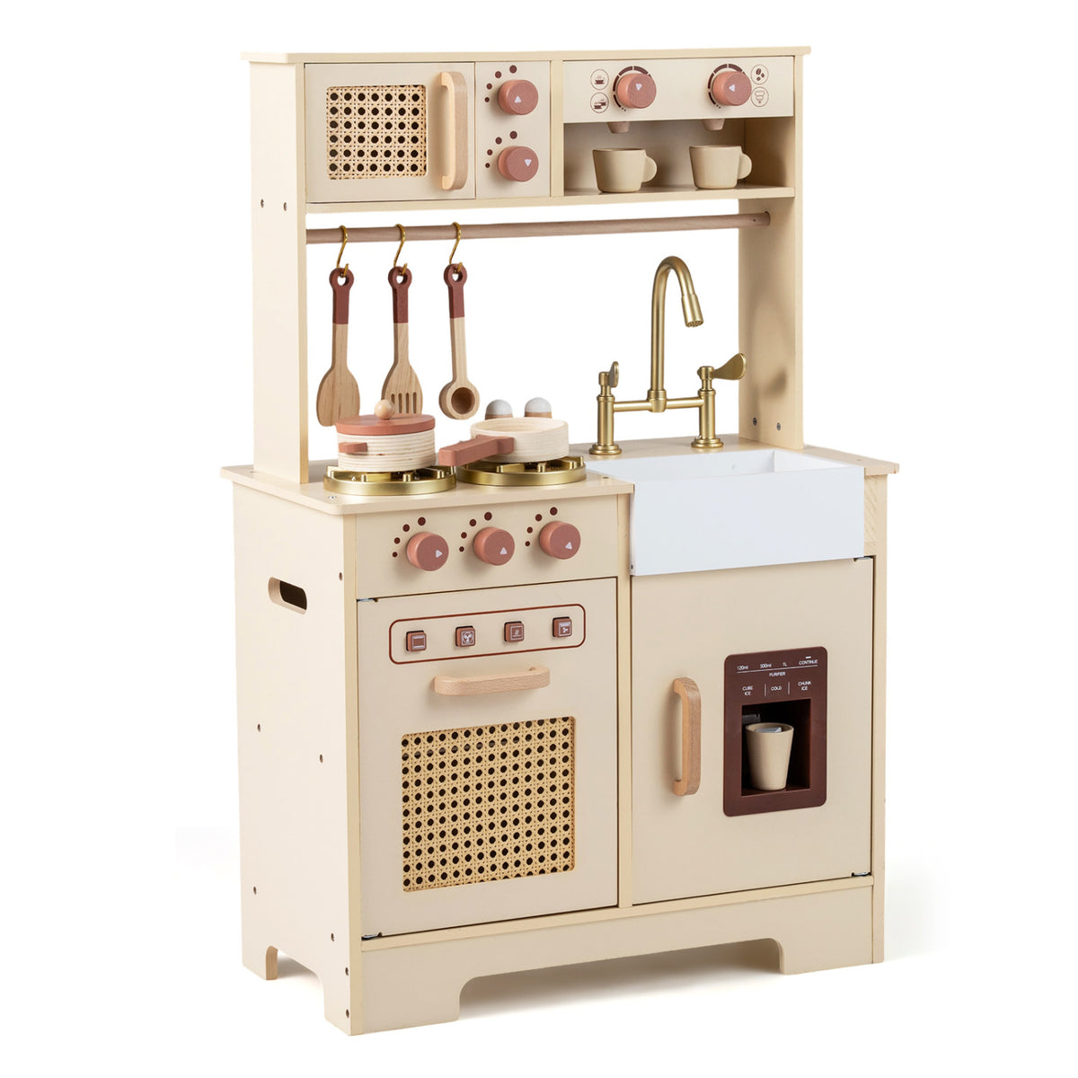 Chef Pretend Play Kitchen for Kids with Realistic Lights and Sounds-Yellow