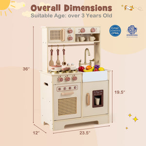 Chef Pretend Play Kitchen for Kids with Realistic Lights and Sounds-Yellow