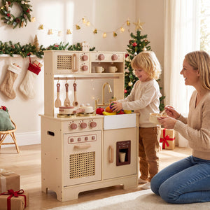 Chef Pretend Play Kitchen for Kids with Realistic Lights and Sounds-Yellow