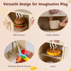 Chef Pretend Play Kitchen for Kids with Realistic Lights and Sounds-Yellow