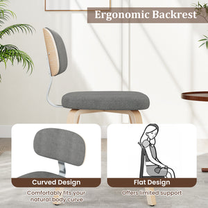 Chenille Fabric Upholstered Wooden Kitchen Chairs Set of 4-Gray