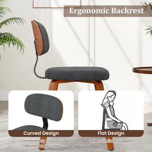 Chenille Fabric Upholstered Wooden Kitchen Chairs Set of 4-Dark Gray