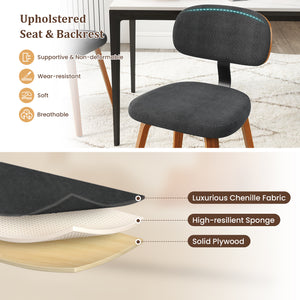Chenille Fabric Upholstered Wooden Kitchen Chairs Set of 4-Dark Gray
