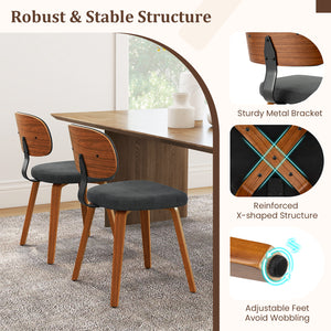 Chenille Fabric Upholstered Wooden Kitchen Chairs Set of 4-Dark Gray