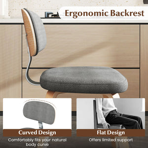 Chenille Fabric Upholstered Wooden Kitchen Chairs Set of 2-Gray