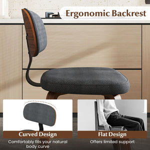 Chenille Fabric Upholstered Wooden Kitchen Chairs Set of 2-Dark Gray
