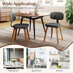 Chenille Fabric Upholstered Wooden Kitchen Chairs Set of 2-Dark Gray