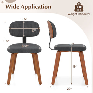 Chenille Fabric Upholstered Wooden Kitchen Chairs Set of 2-Dark Gray