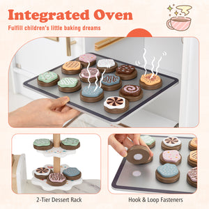 Children Pretend Toy Kitchen Playset with Light and Sound-White