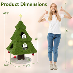 Christmas Cat Tree with Scratching Post and Dangling Balls for Indoor Cats-Green