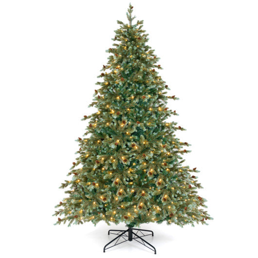 6/7/8 Feet Christmas Tree with Warm White LED Lights and Pine Cones-7 ft