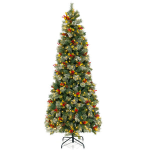 5/7.5/9 FT Pre-Lit Artificial Christmas Tree with 453/1096/1416 PVC and Pine Needles-L