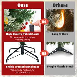 5/7.5/9 FT Pre-Lit Artificial Christmas Tree with 453/1096/1416 PVC and Pine Needles-L