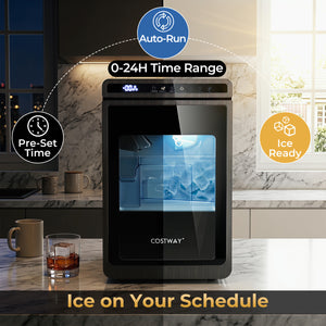 Clear Ice Cube Maker Countertop 1.6 Inches Large Square Ice Cubes-Silver