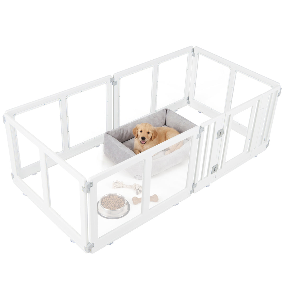 Clear Plastic Dog Playpen with Secure Locking Door-6 Panel