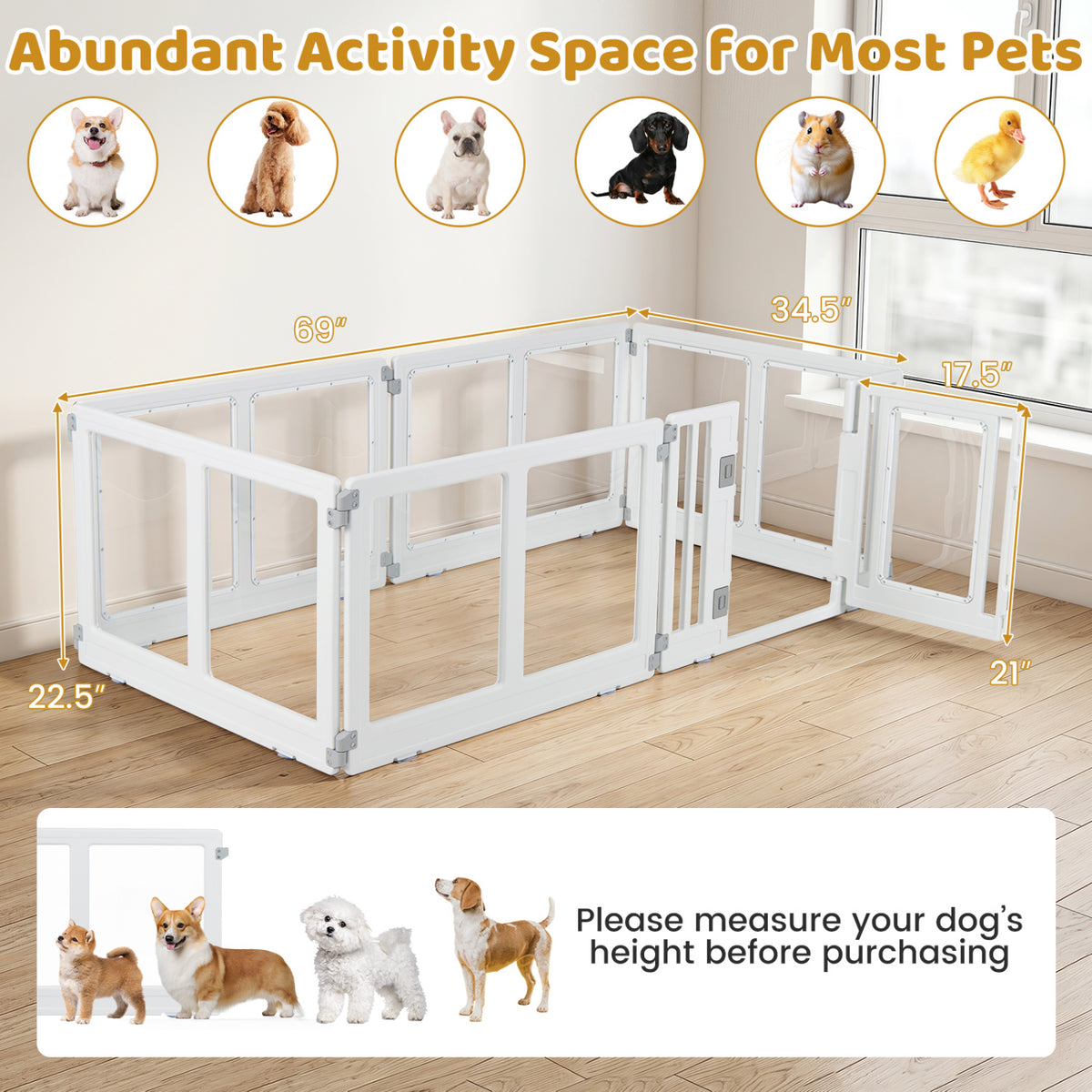 Clear Plastic Dog Playpen with Secure Locking Door-6 Panel