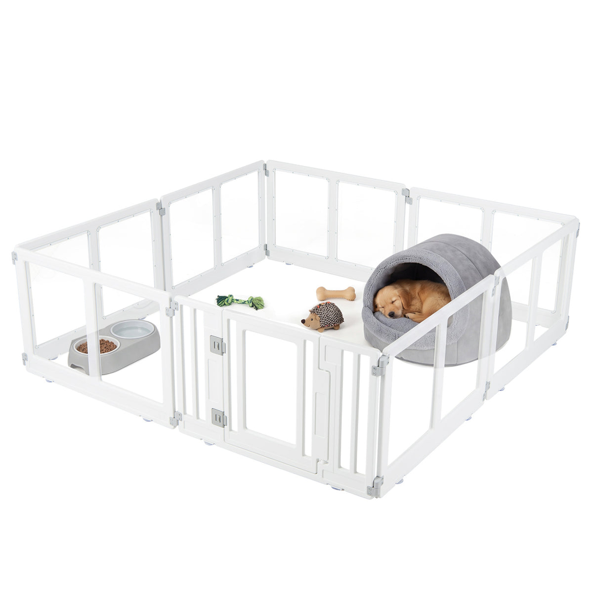 Clear Plastic Dog Playpen with Secure Locking Door-8 Panel
