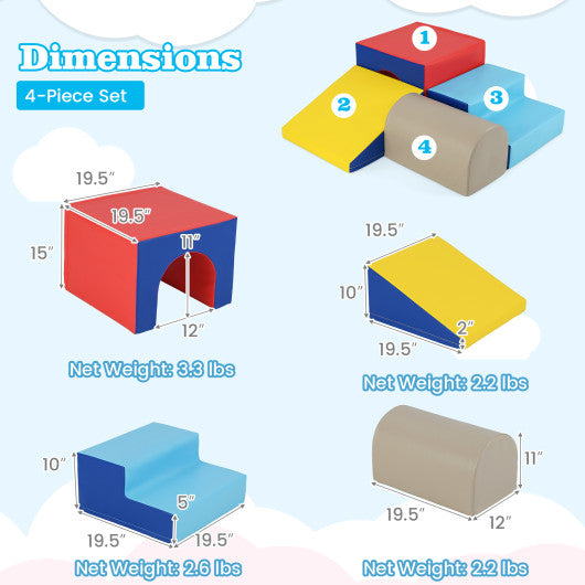 Climb and Crawl Foam Block Play Set for Infant Baby-Yellow