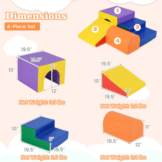 Climb and Crawl Foam Block Play Set for Infant Baby-Orange