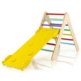 Patented 3-in-1 Wooden Climbing Triangle Set Triangle Climber with Ramp-Multicolor