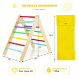 Patented 3-in-1 Wooden Climbing Triangle Set Triangle Climber with Ramp-Multicolor