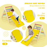 Patented 3-in-1 Wooden Climbing Triangle Set Triangle Climber with Ramp-Multicolor