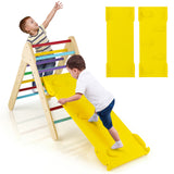 Patented 3-in-1 Wooden Climbing Triangle Set Triangle Climber with Ramp-Multicolor