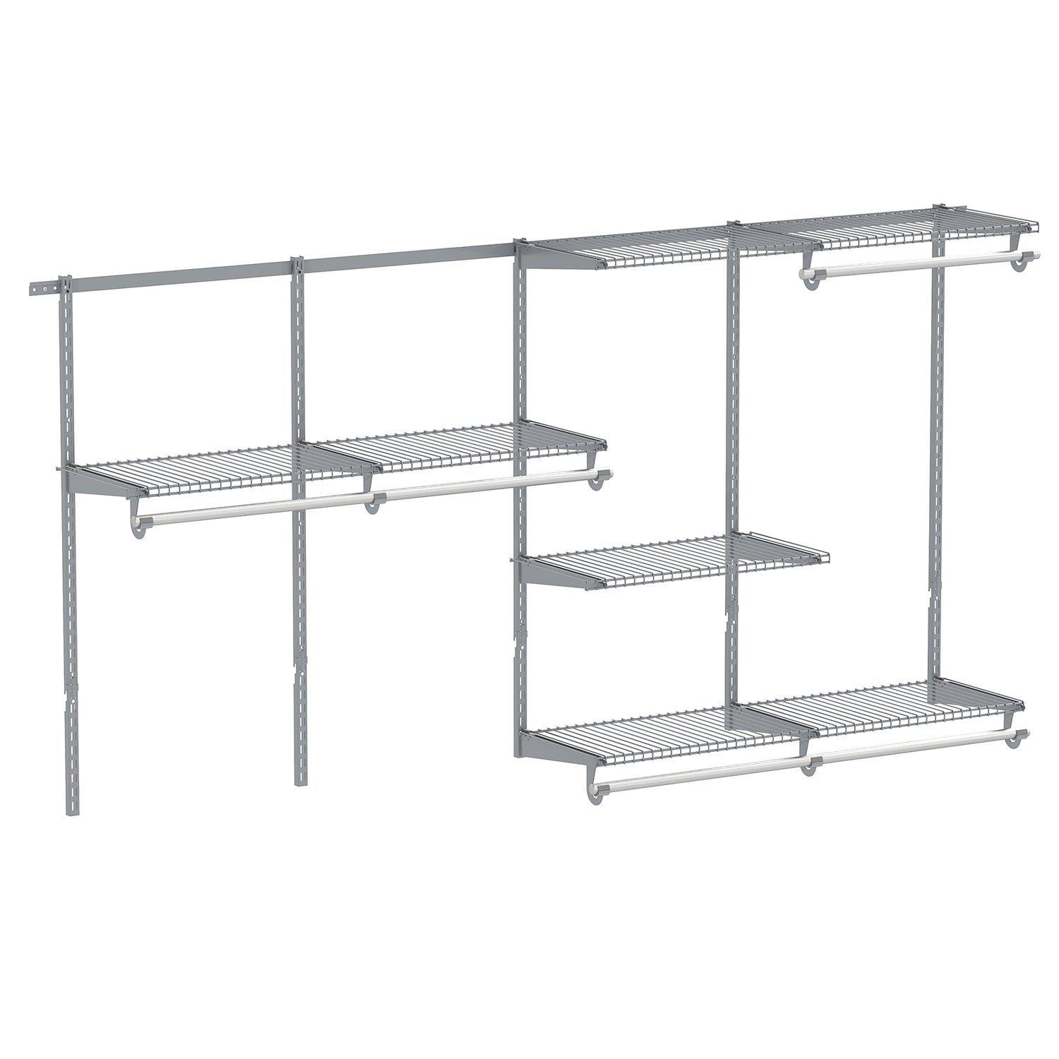 Closet System 4-8 FT Wall-Mounted Closet Shelves and Rod-Gray
