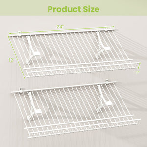 Closet Shelves Wall Mounted Set of 2 Metal Wire Shoe Racks