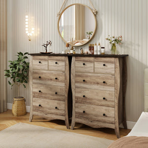 Closet Storage Organizer with 5 Folding Fabric Drawers and Anti-tipping Kit-Brown