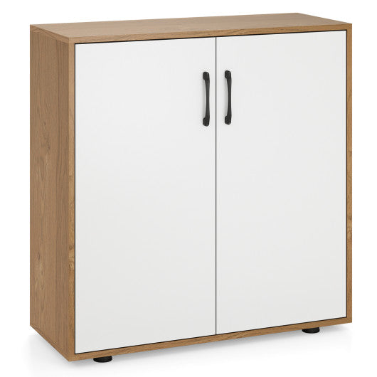 Coffee Bar Cabinet with 5-Position Adjustable Shelf for Living Room Dining Room-Natural