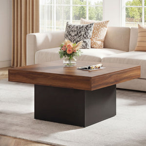 Coffee Table Accent Table with LED Lights and Dynamic Modes-Rustic Brown