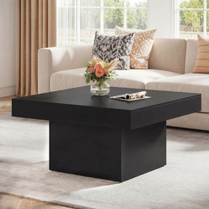 Coffee Table Accent Table with LED Lights and Dynamic Modes-Black