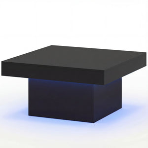 Coffee Table Accent Table with LED Lights and Dynamic Modes-Black