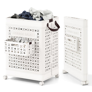 Collapsible Laundry Basket 20 Gallon Plastic Storage Bin-White