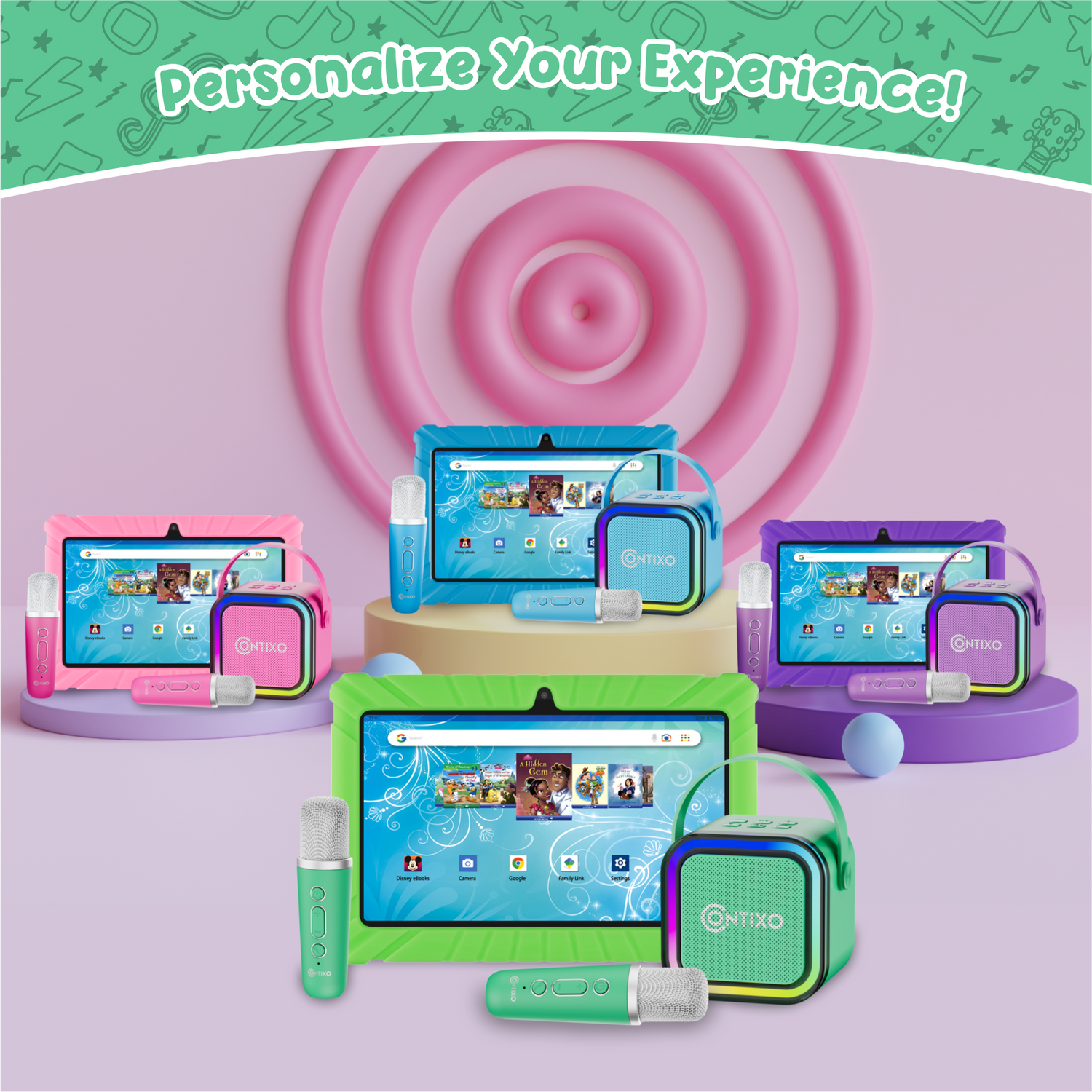 Contixo V8 7" Kids Tablet with Kids Bluetooth Karaoke and Two Microphones by Contixo