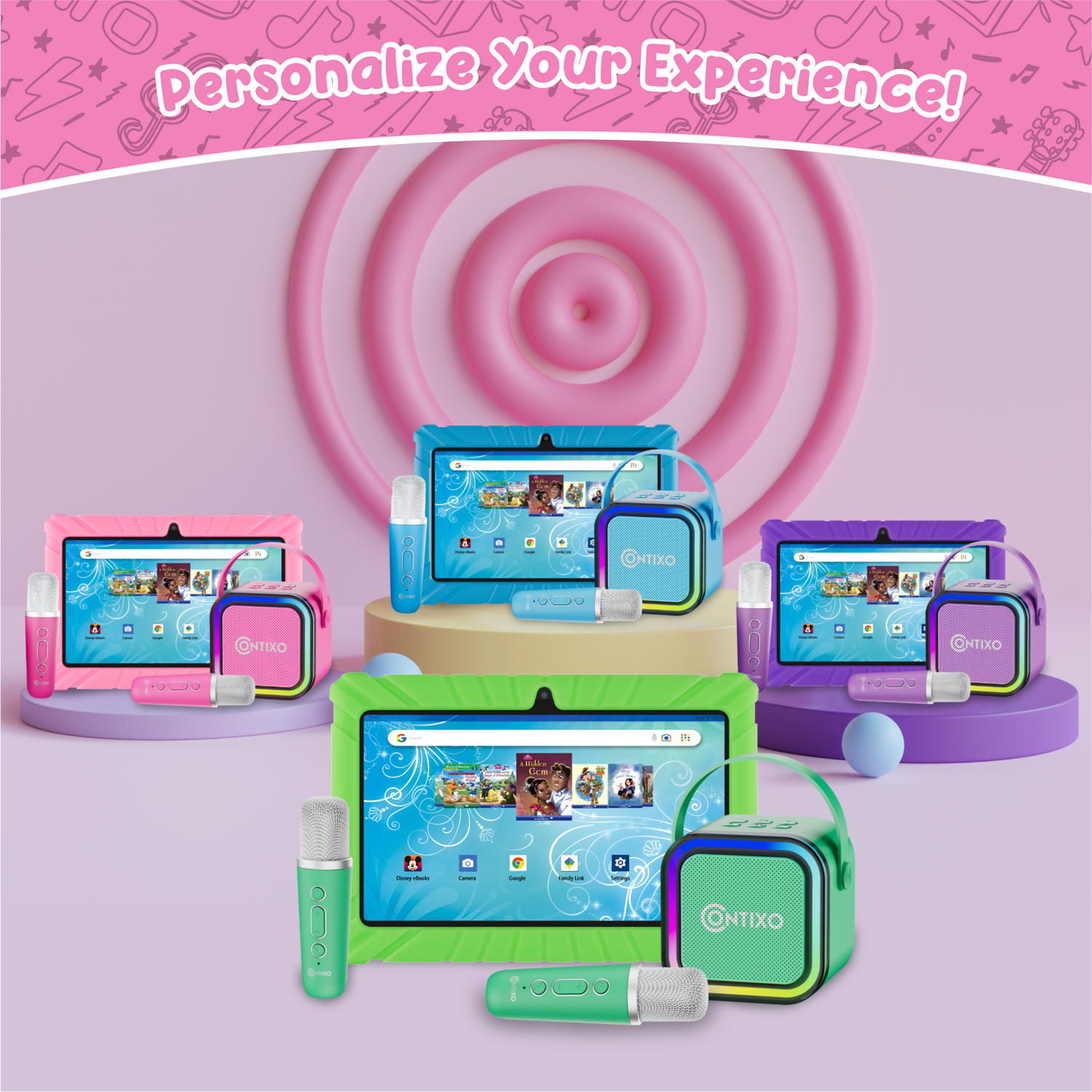 Contixo V8 7" Kids Tablet with Kids Bluetooth Karaoke and Two Microphones by Contixo