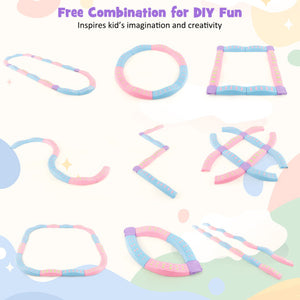 Colorful Kids Wavy Balance Beam with Textured Surface and Non-slip Foot Pads-Blue and Pink