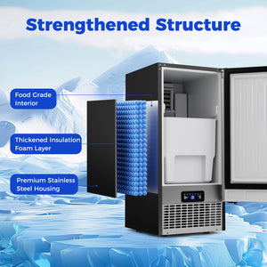 Commercial Ice Maker 110 lbs/24H Undercounter Ice Machine with 25 lbs Storage Capacity