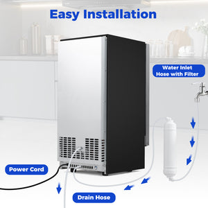 Commercial Ice Maker 110 lbs/24H Undercounter Ice Machine with 25 lbs Storage Capacity
