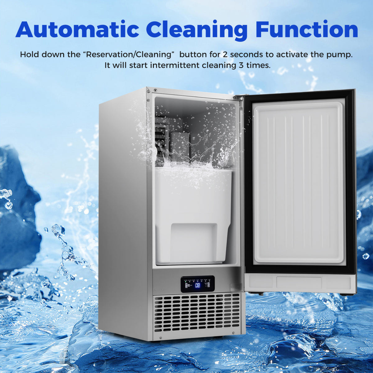 Commercial Ice Maker with 25 lbs Storage Capacity for Home Bar Cafe