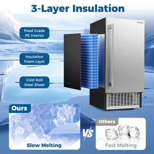Commercial Under Counter Ice Maker 90 lbs/Day Built-in Freestanding Ice Making Machine