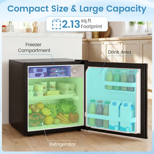 Compact Mini Fridge with 7-Level Adjustable Thermostat-Black