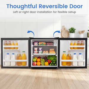 Compact Mini Fridge with 7-Level Adjustable Thermostat-Silver