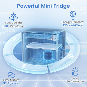 Compact Mini Fridge with 7-Level Adjustable Thermostat-Silver