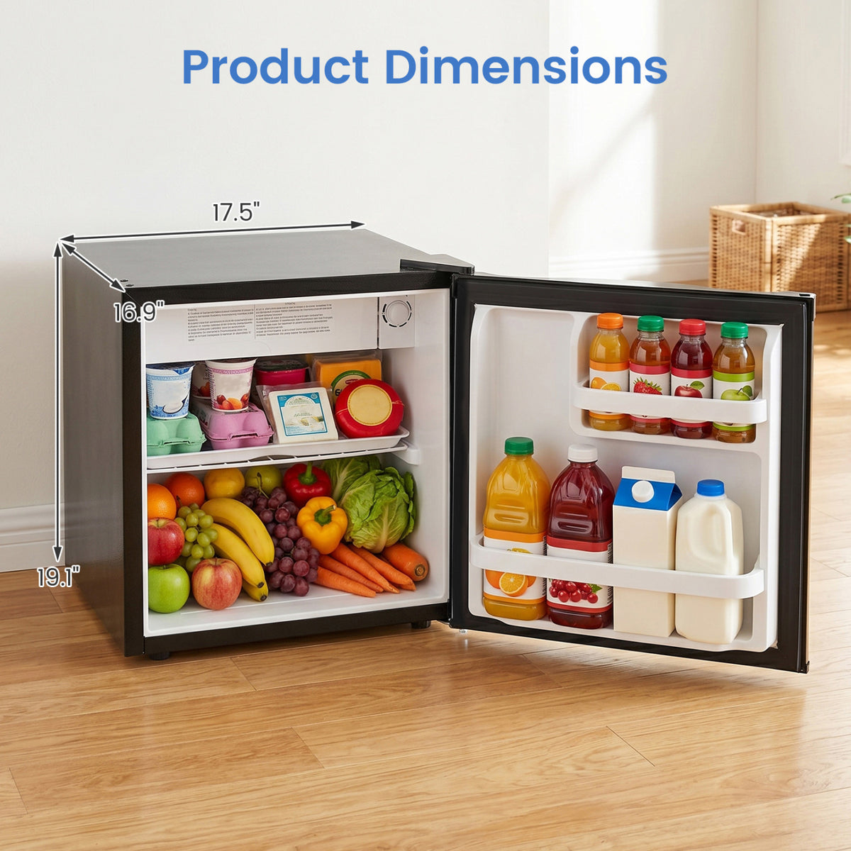 Compact Mini Fridge with 7-Level Adjustable Thermostat-Silver