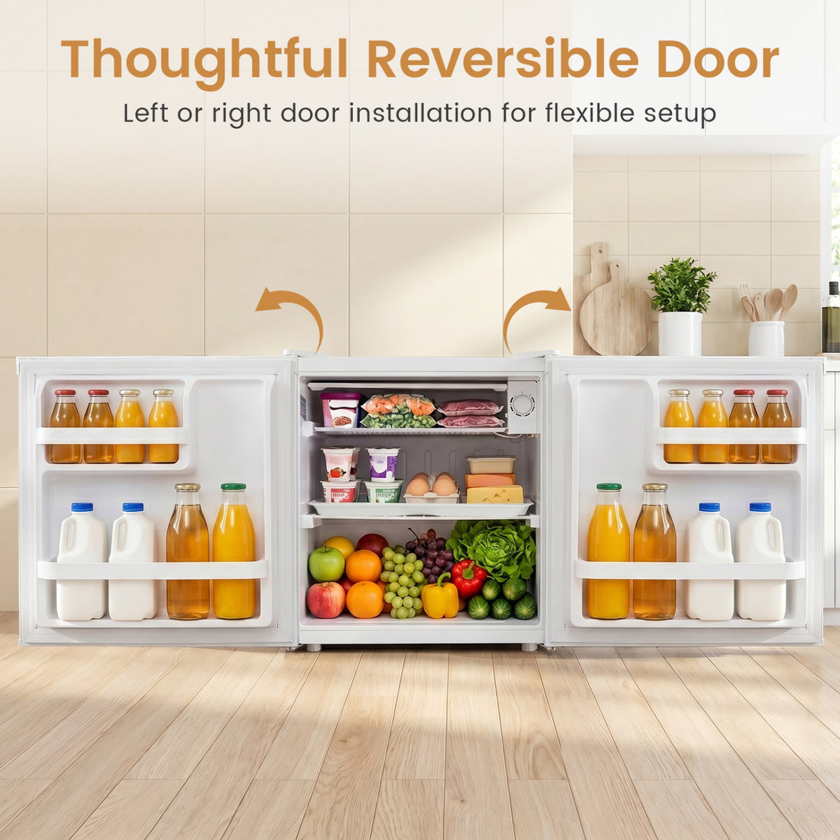 Compact Mini Fridge with 7-Level Adjustable Thermostat-White